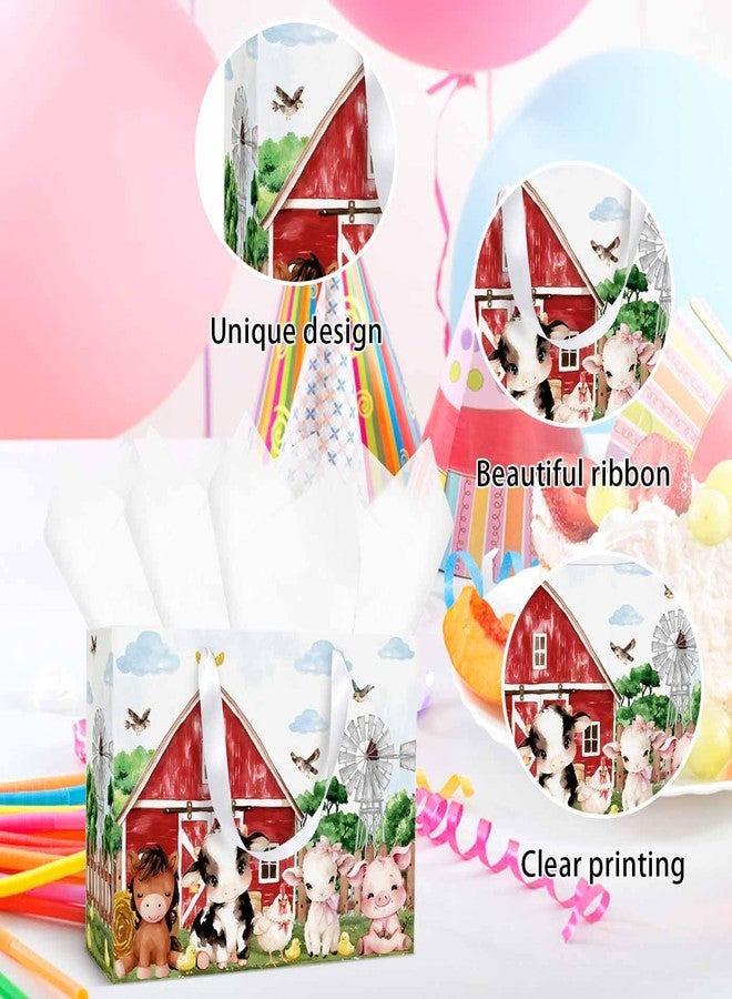 MUNILAIL 13 Inches Farm Animal Gift Bag with Tissue Paper Handle and Greeting Card Large Paper Gift Bag for Boys Girls Birthday Party Baby Shower Farm Animal Party Supplies - Image 4